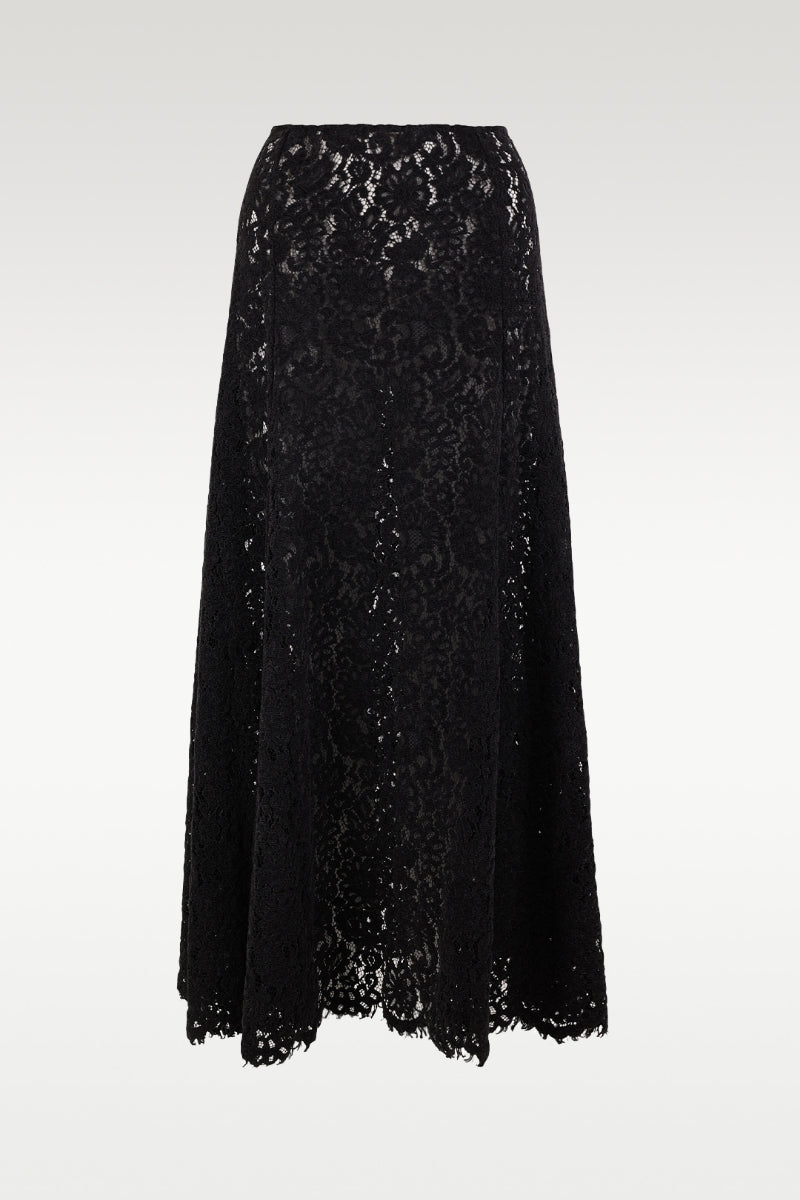 Lace Velvet Skirt - Black