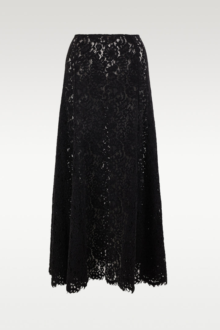 Lace Velvet Skirt - Black