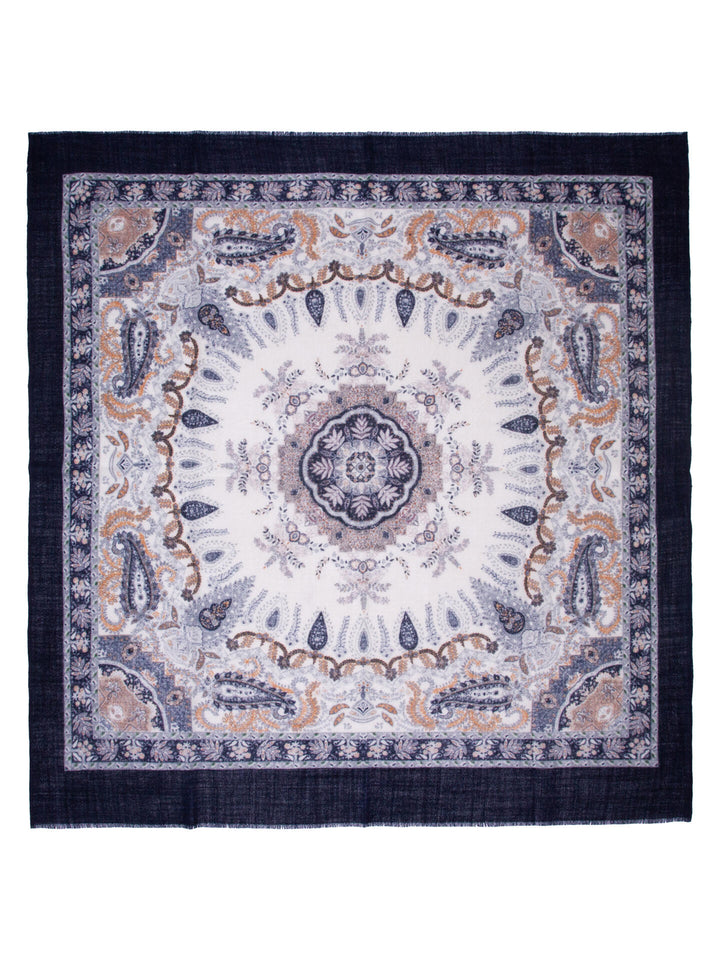 Skjerf Ull Paisley - Navy