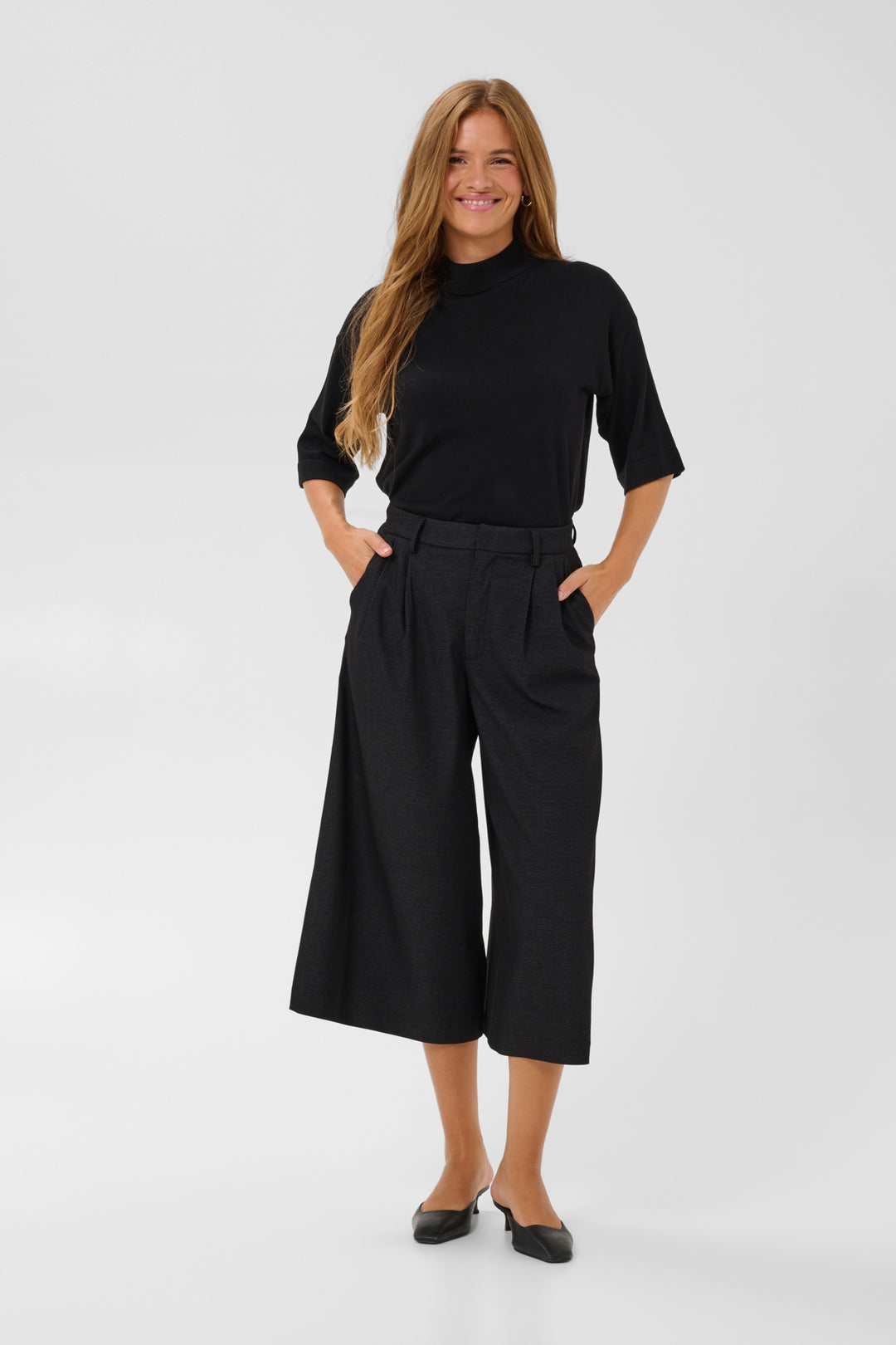 KAgabby Culotte Pants - Dark Grey Melange