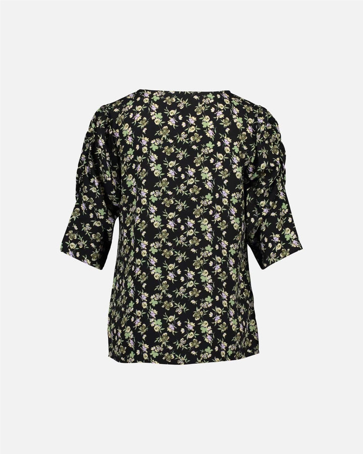 Donnie V-blouse Flory - Black