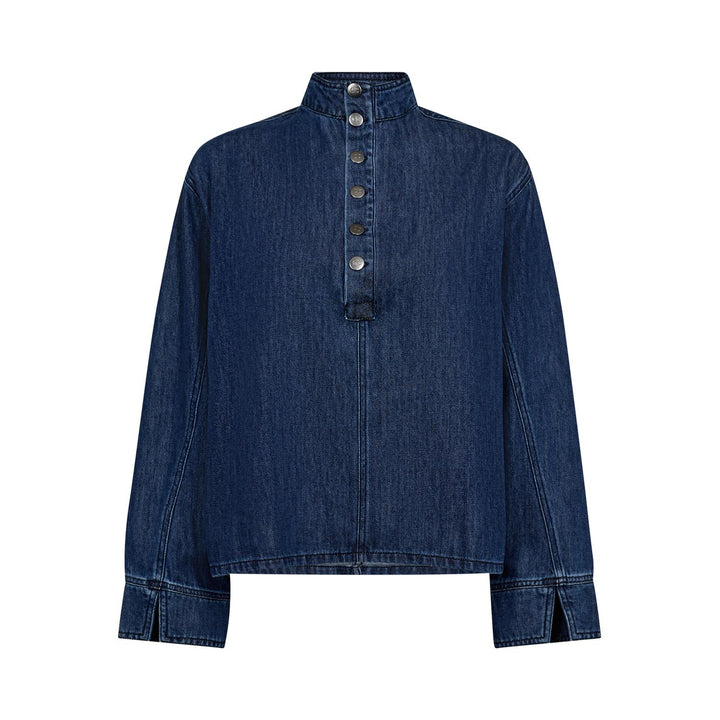 Azmina Denim Placket Blouse - Denim Blue