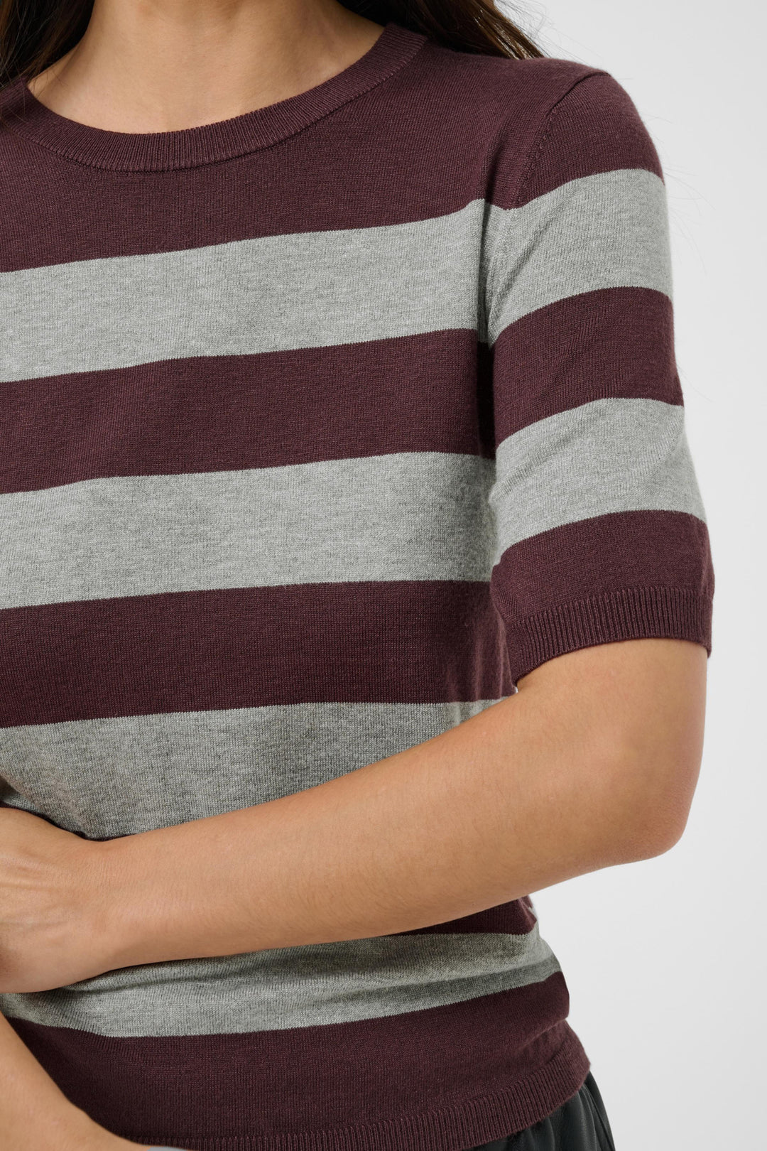 KAlizza Striped Knit - Fudge/Grey Mel. Wide Stripe