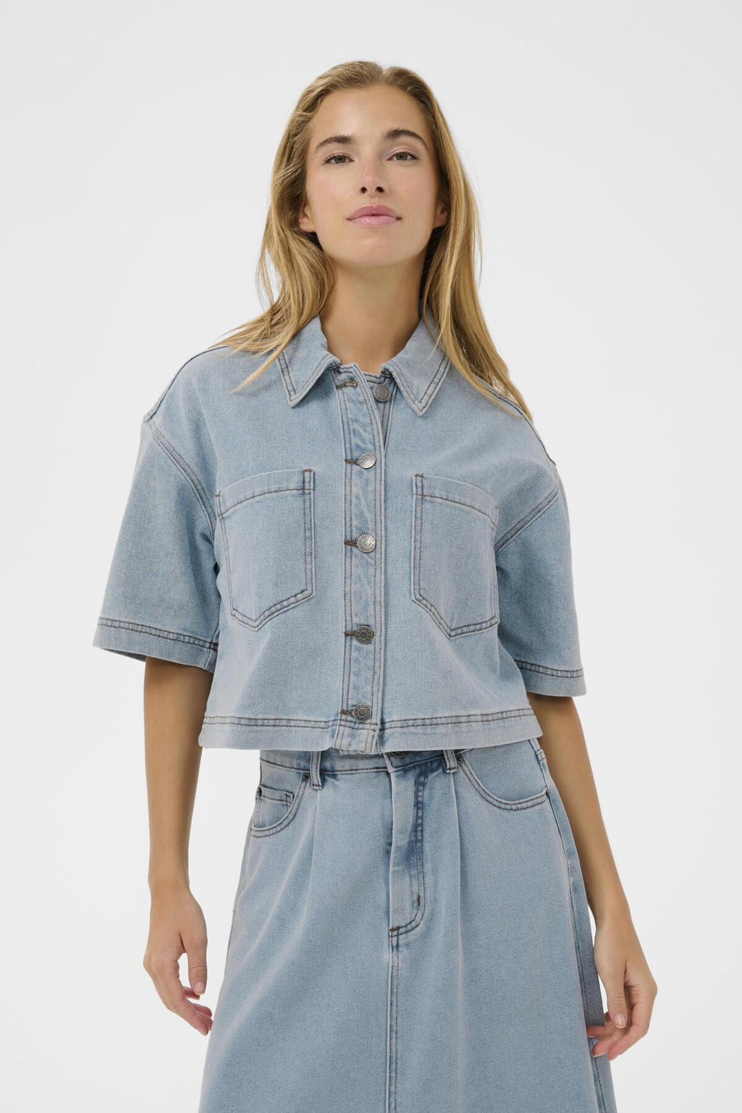 KAminna Denim Shirt - Light Blue Washed Denim