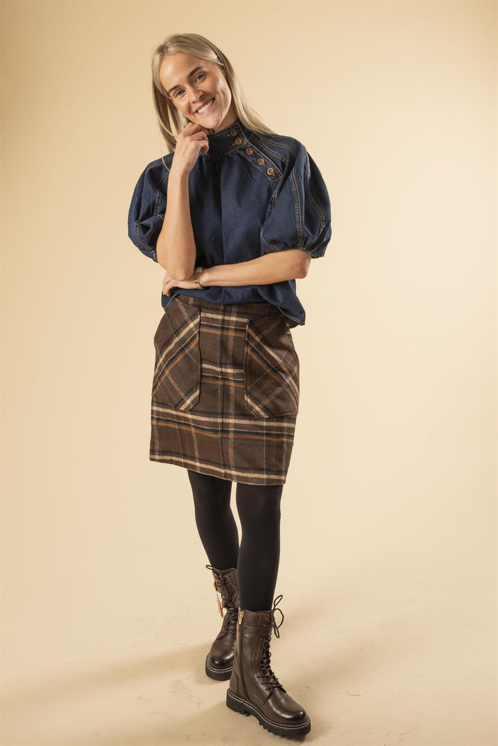 Adam Check Skirt - Coffee