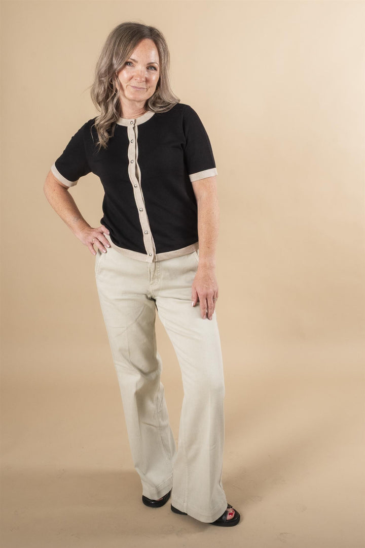 KAlizza Contrast Cardigan - Black deep