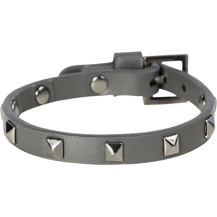 Leather Stud Bracelet Mini - Dark Grey w/Gun