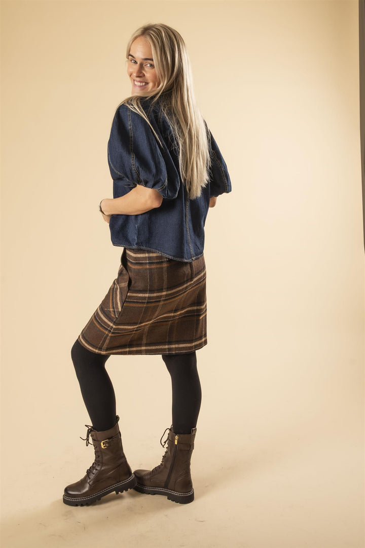 Adam Check Skirt - Coffee