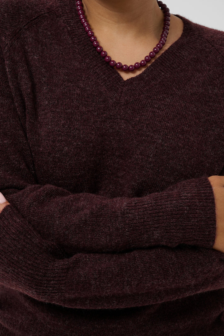 KCniela V-neck Pullover - Fudge Melange