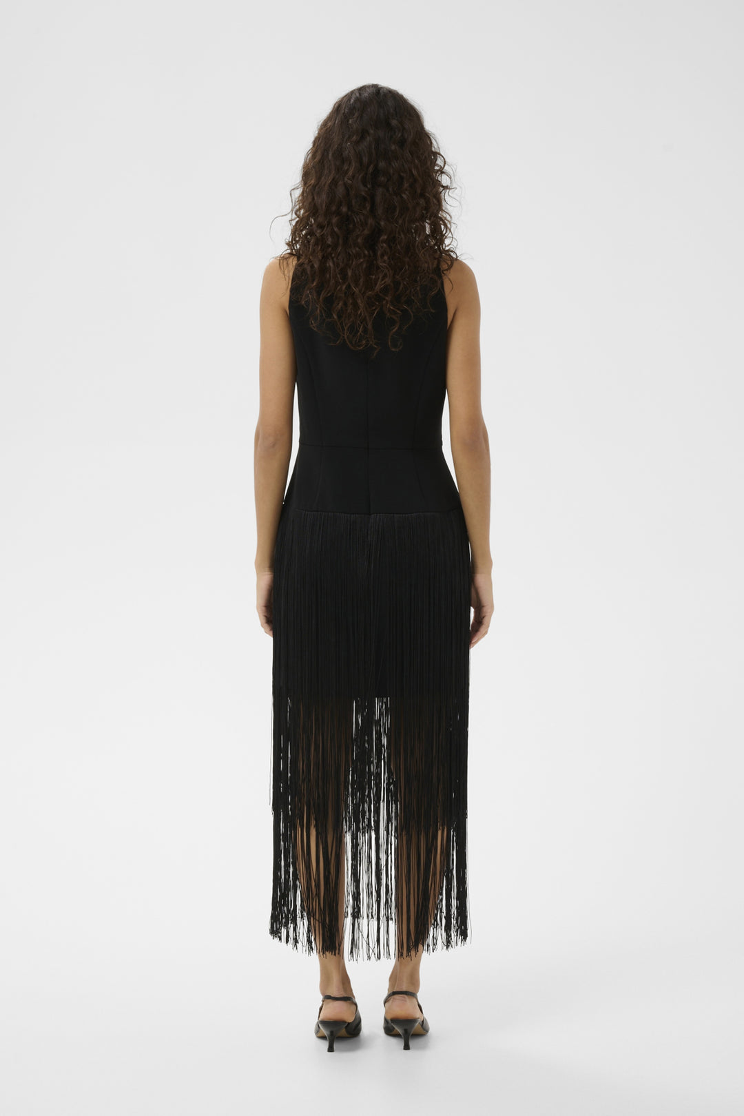 CHARLEENE FEST FRINGE DRESS - Black
