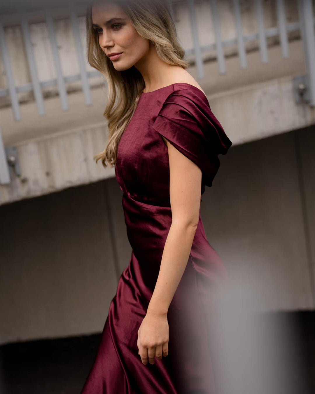 Amaris Heavy Satin Maxidress -  Deep Cherry