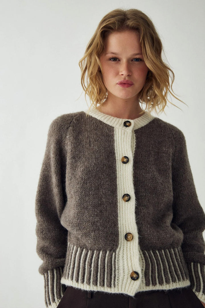 Nedra Knit Cardigan - Ash Brown Beige