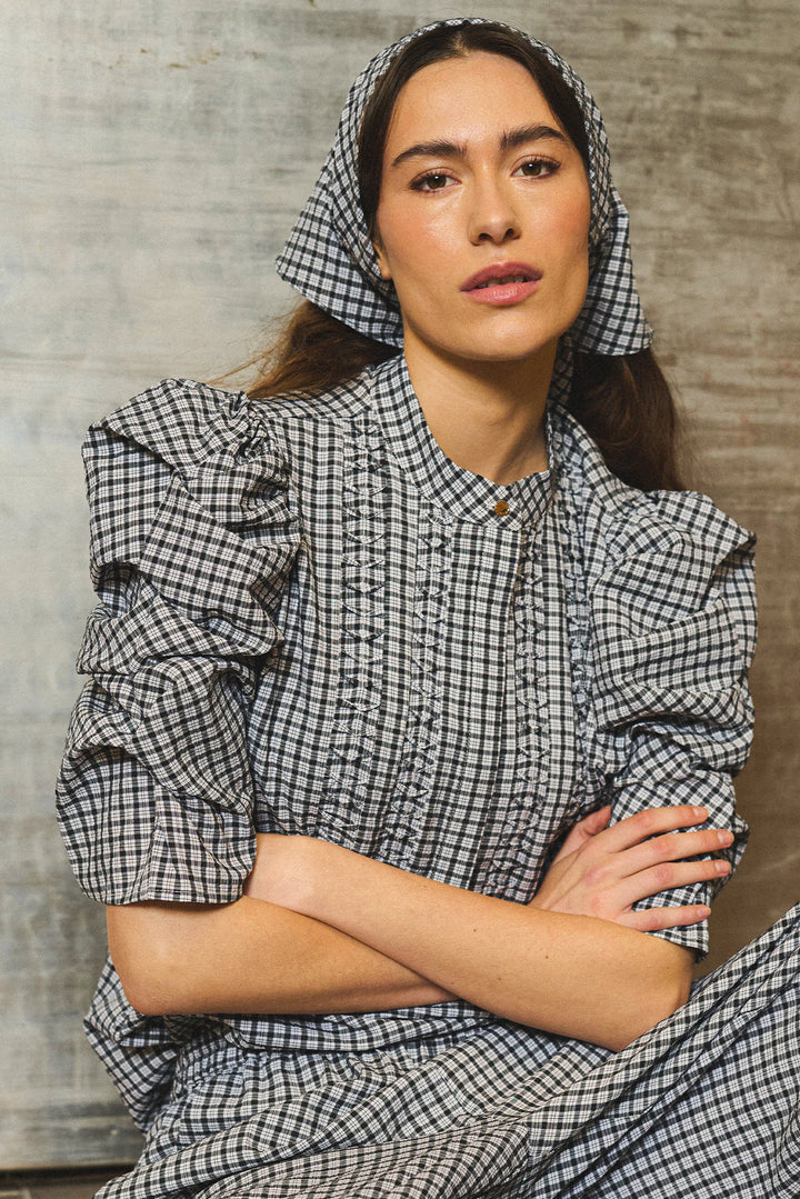 AnnsofiGO Lullu Blouse - Black Check