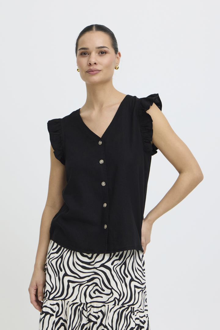 BYFALAKKA RUFFLE SHIRT - Meteorite