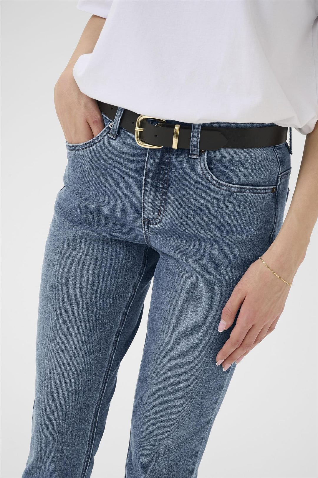 KAriver Cropped Jeans - Medium blue denim