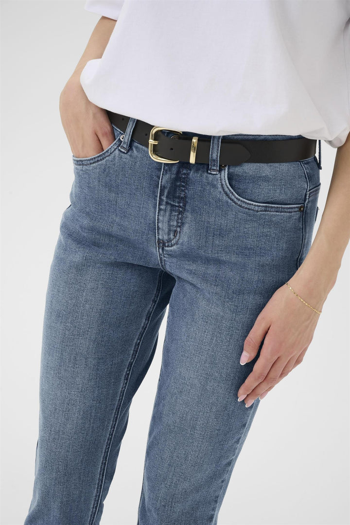 KAriver Cropped Jeans - Medium blue denim