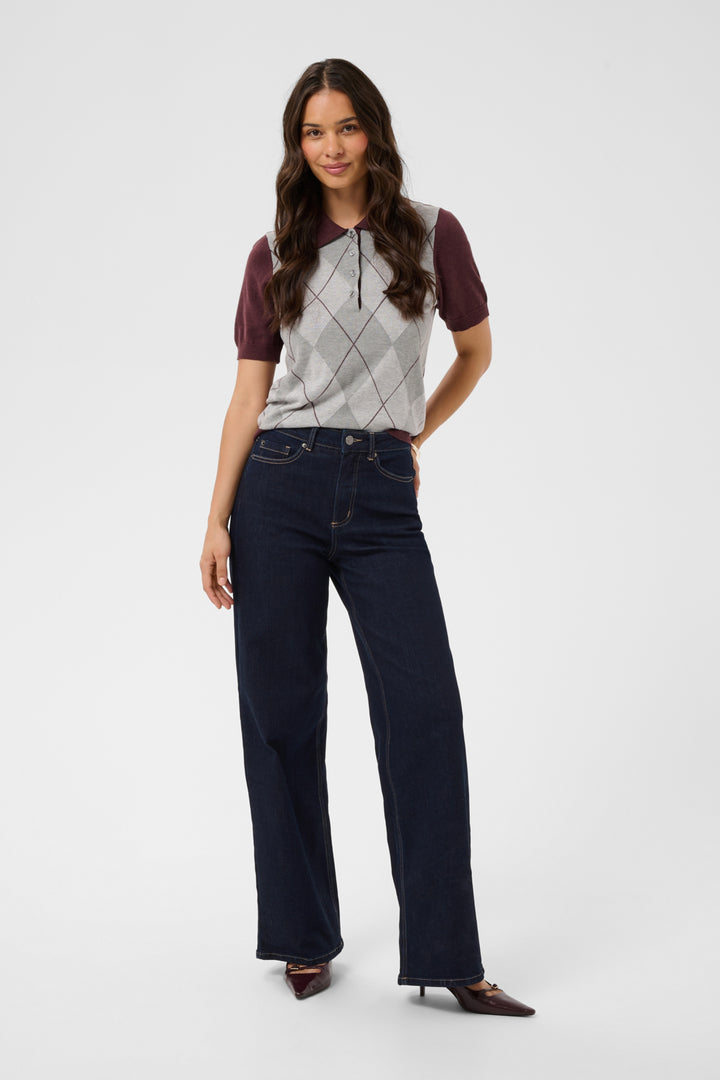 KAmeadow HighWaist Reg Fit Jeans - Dark Blue Unwashed Denim