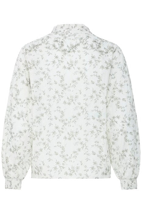 PZDEBORAH BLOUSE - BIRCH WITH BROWN FLOWERS