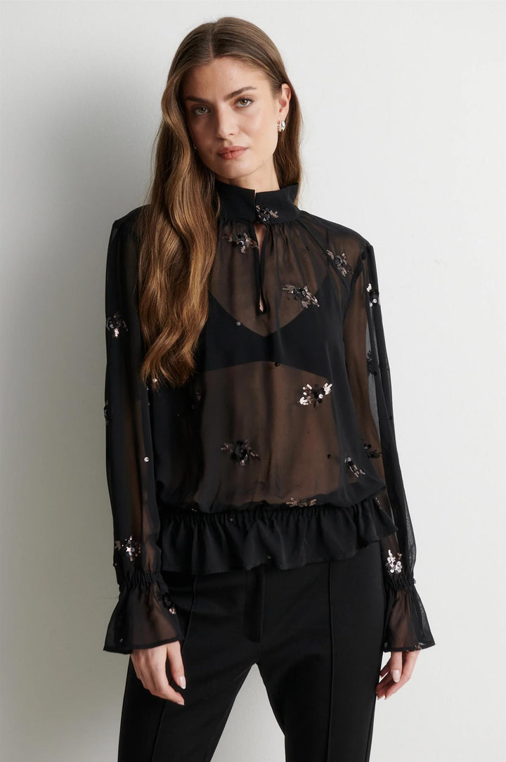 Luma Sequin Blouse - Black