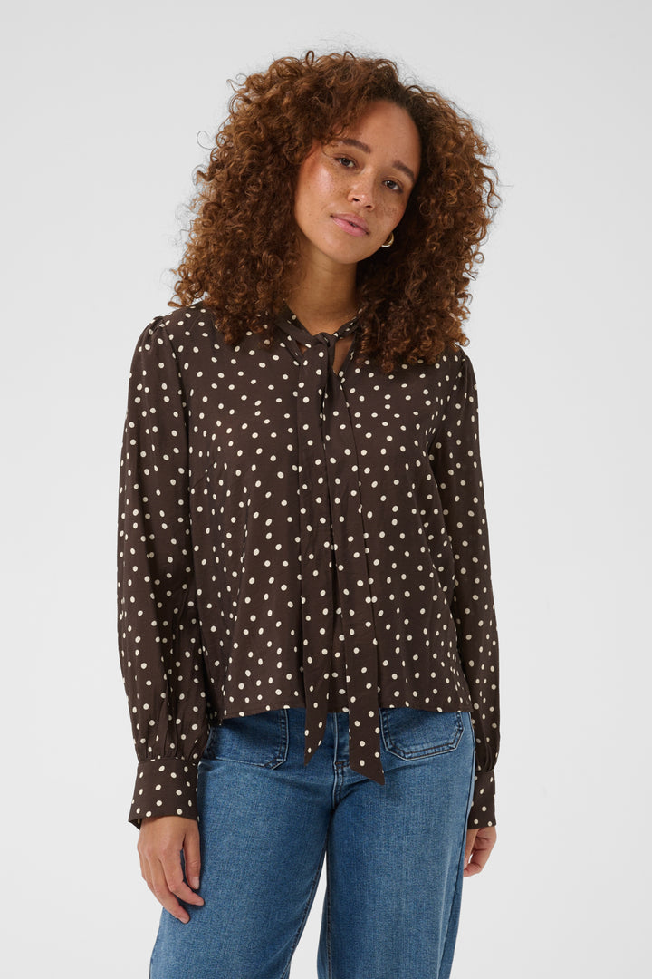 KAdotte Blouse - Coffee Bean Turtledove Dot