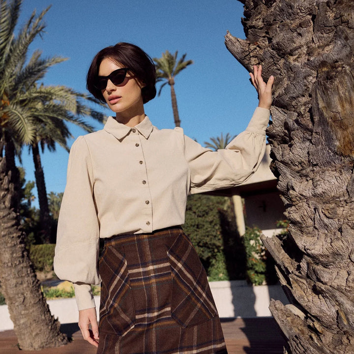 Adam Check Skirt - Coffee