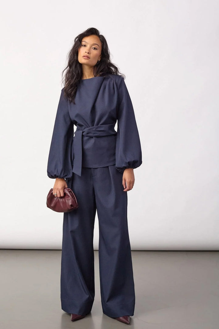 LunaCC Tie Blouse - Navy