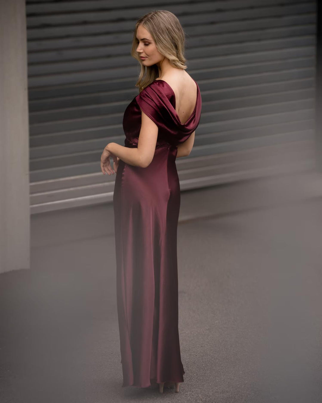 Amaris Heavy Satin Maxidress -  Deep Cherry
