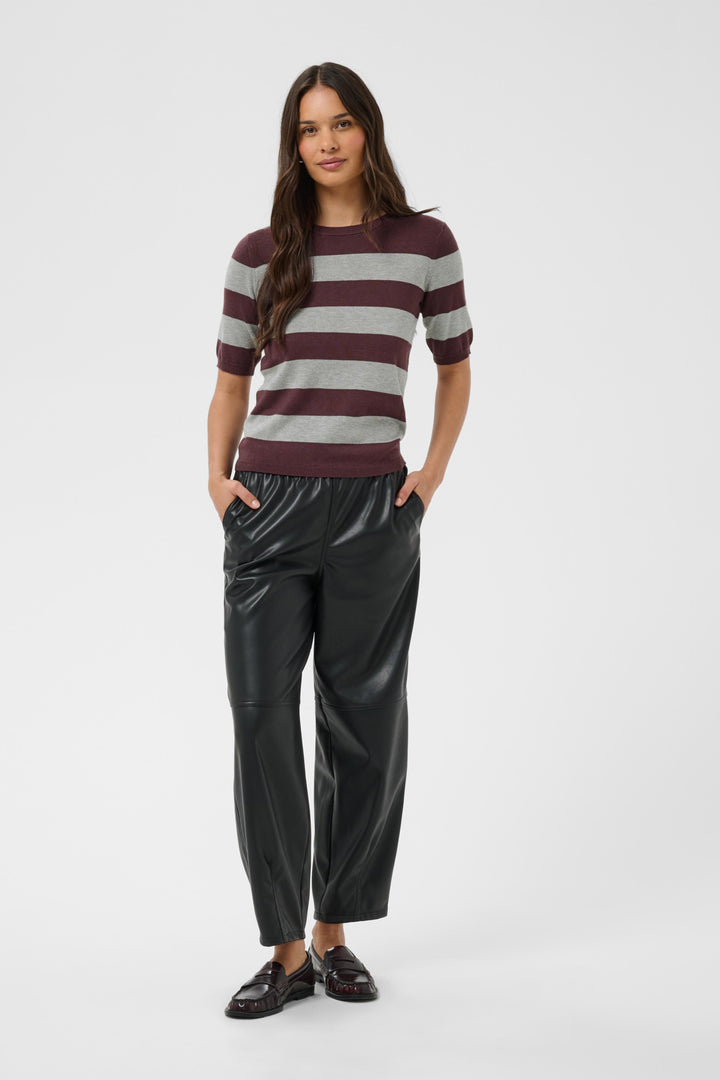 KAlizza Striped Knit - Fudge/Grey Mel. Wide Stripe