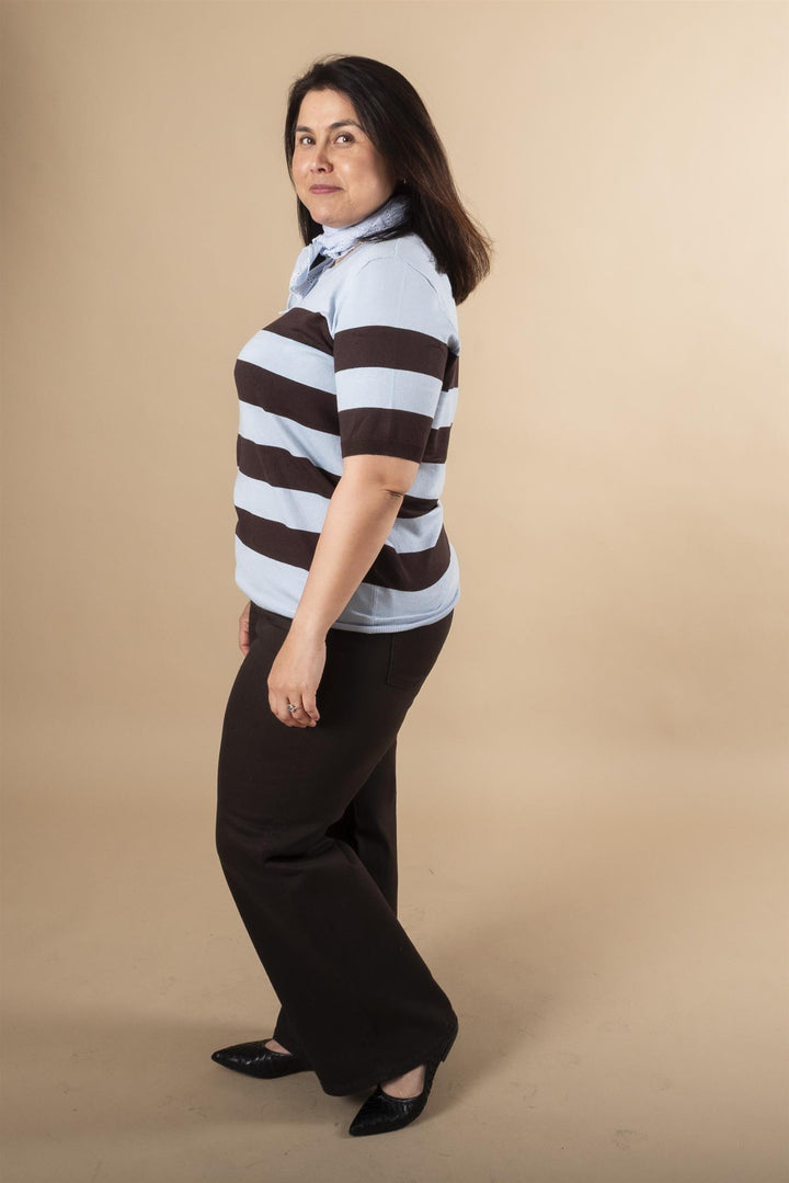 KClizzy Striped Pullover - Blue fog / Brown Wide Stripe