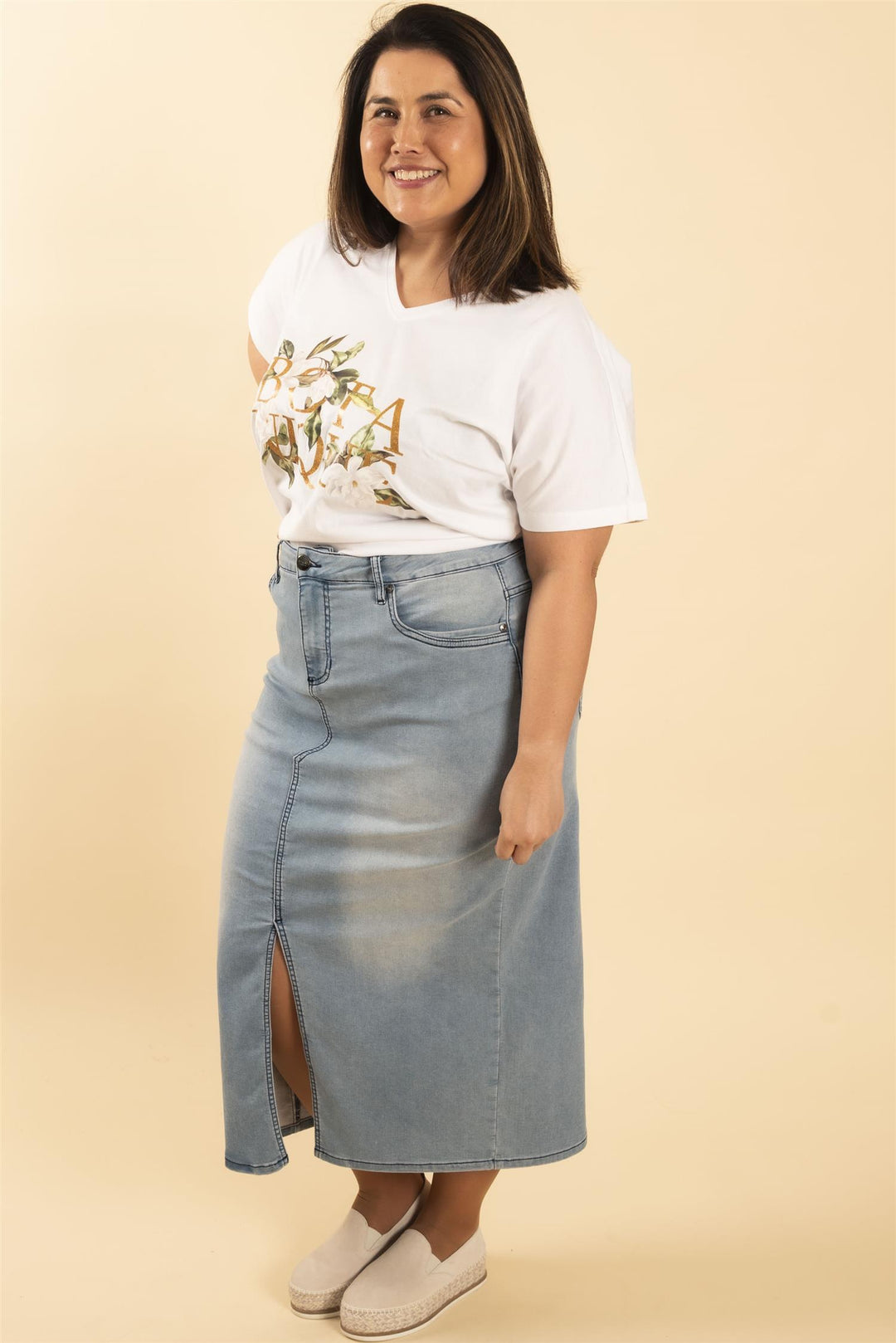 Fay 784 Skirt -  Light Blue Denim