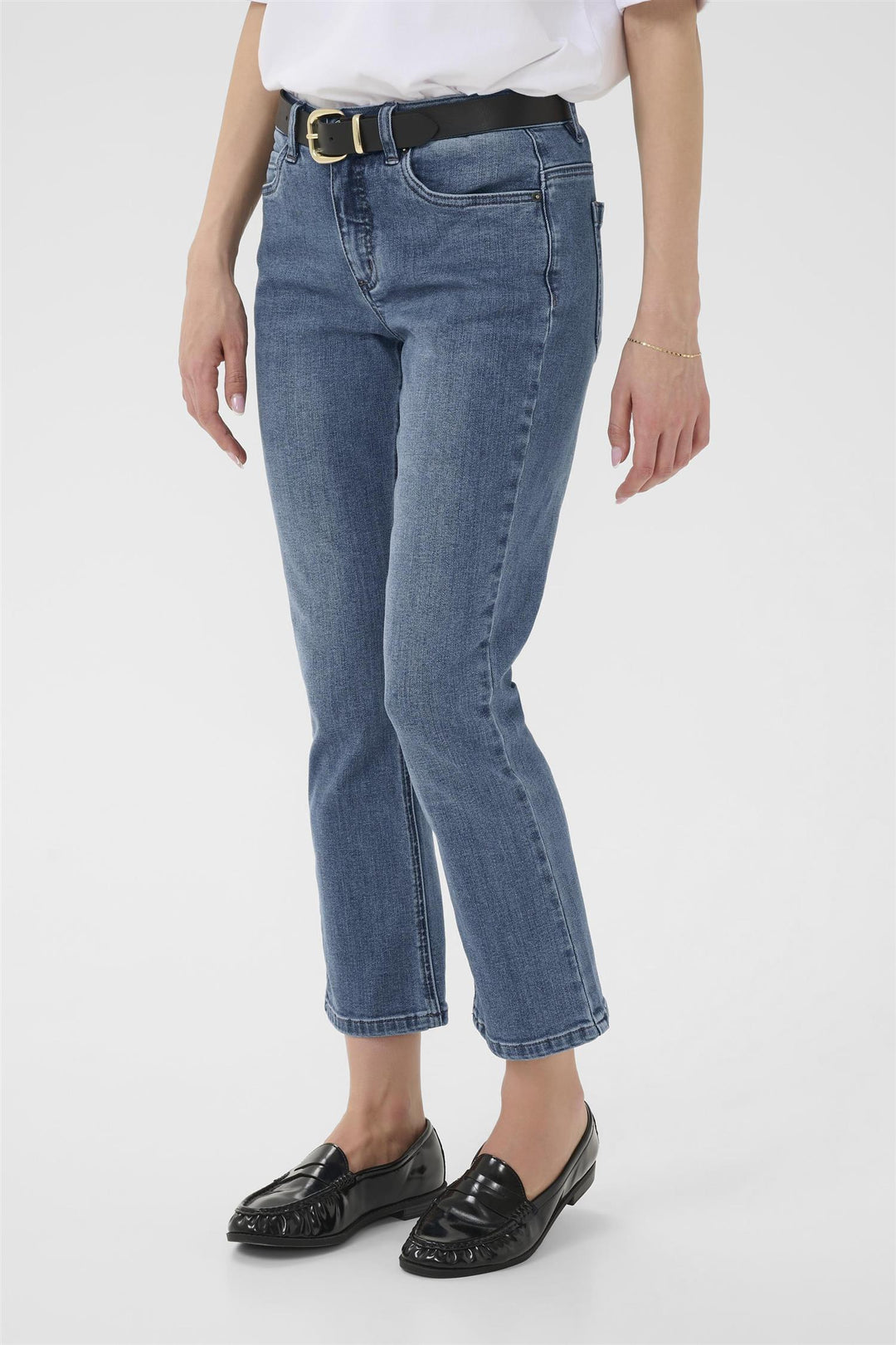 KAriver Cropped Jeans - Medium blue denim