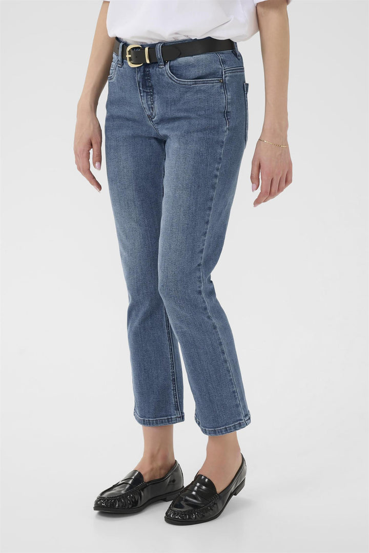 KAriver Cropped Jeans - Medium blue denim