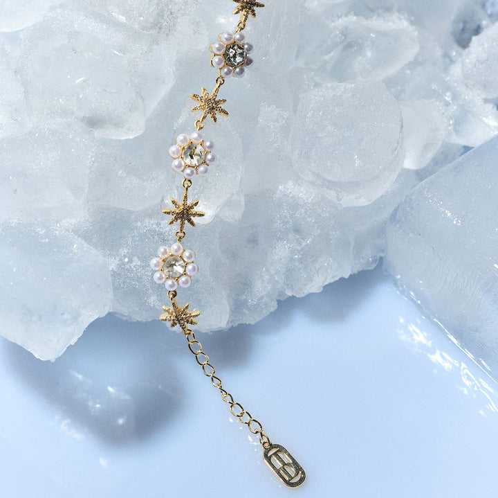 Celestial Bracelet by Tone Damli - Gold/Crystal/Pearls