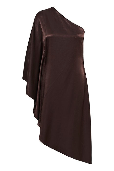 Estelle Asymmetric Dress -Chocolate Plum