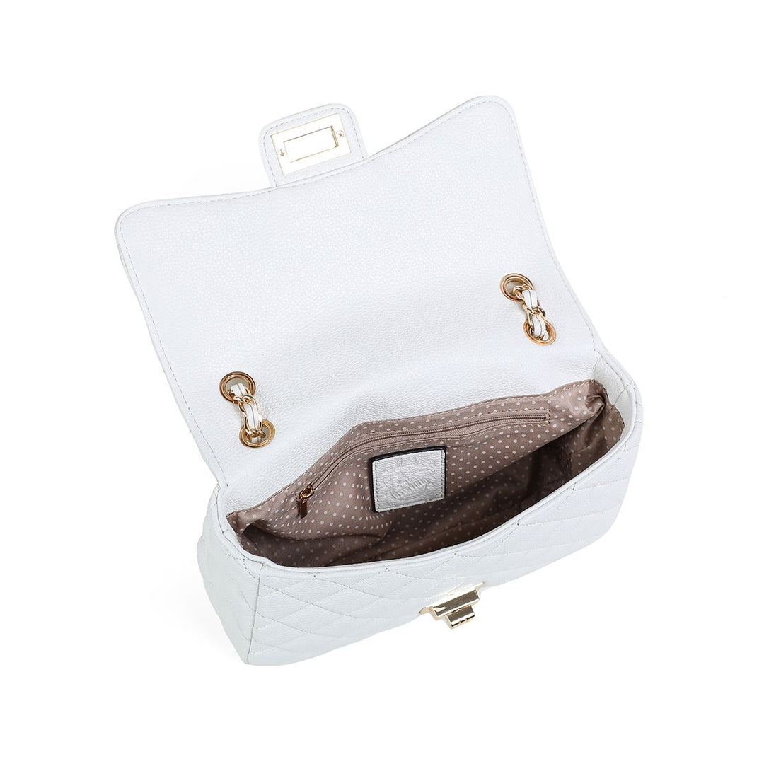 Daisy Big Clutch w/Chain- White