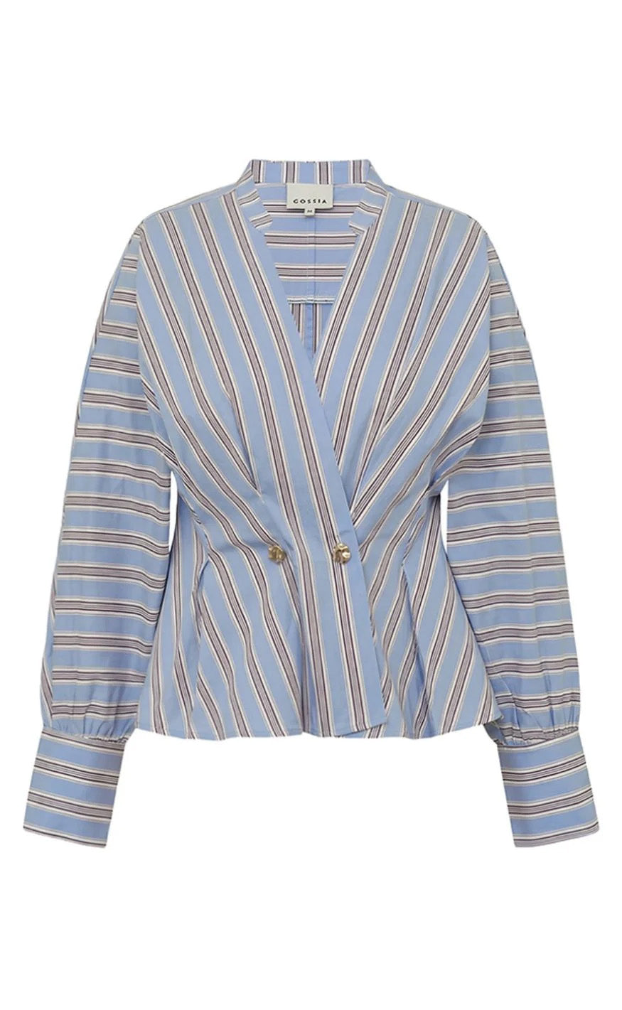 MieGO Blouse - Blue/Brown Stripe