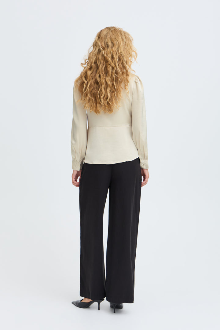 BYISA PEPLUM SHIRT - Oatmeal