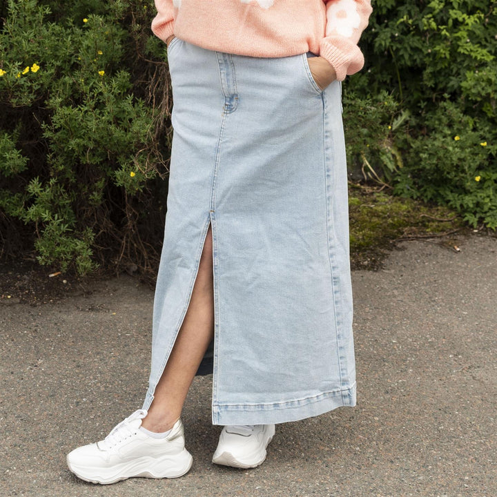 Caliah Maxi Skirt - Light Blue Denim