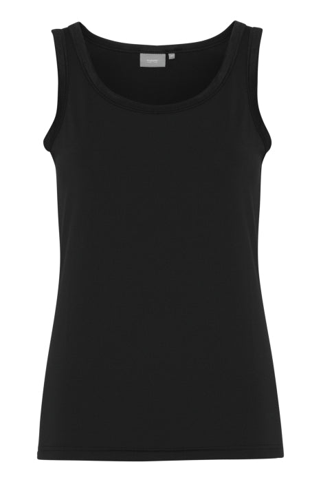 Iane Basic Singlet w/Sateen - Black