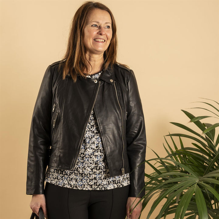 Phoebe Leather Biker Jacket - Black