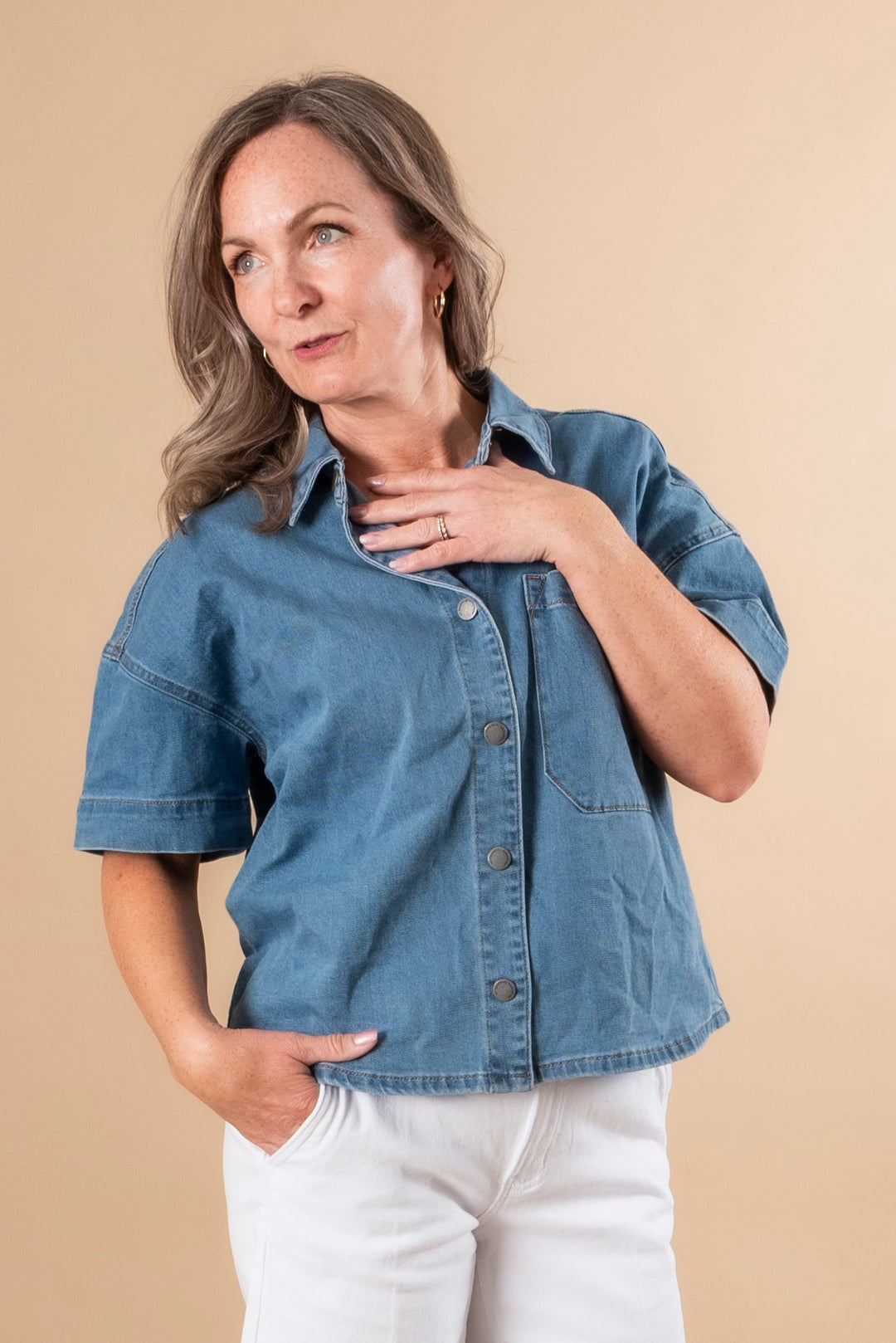 Linn 115 Boxy Shirt - Medium Blue Wash