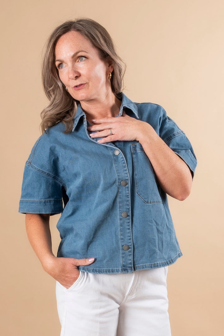 Linn 115 Boxy Shirt - Medium Blue Wash
