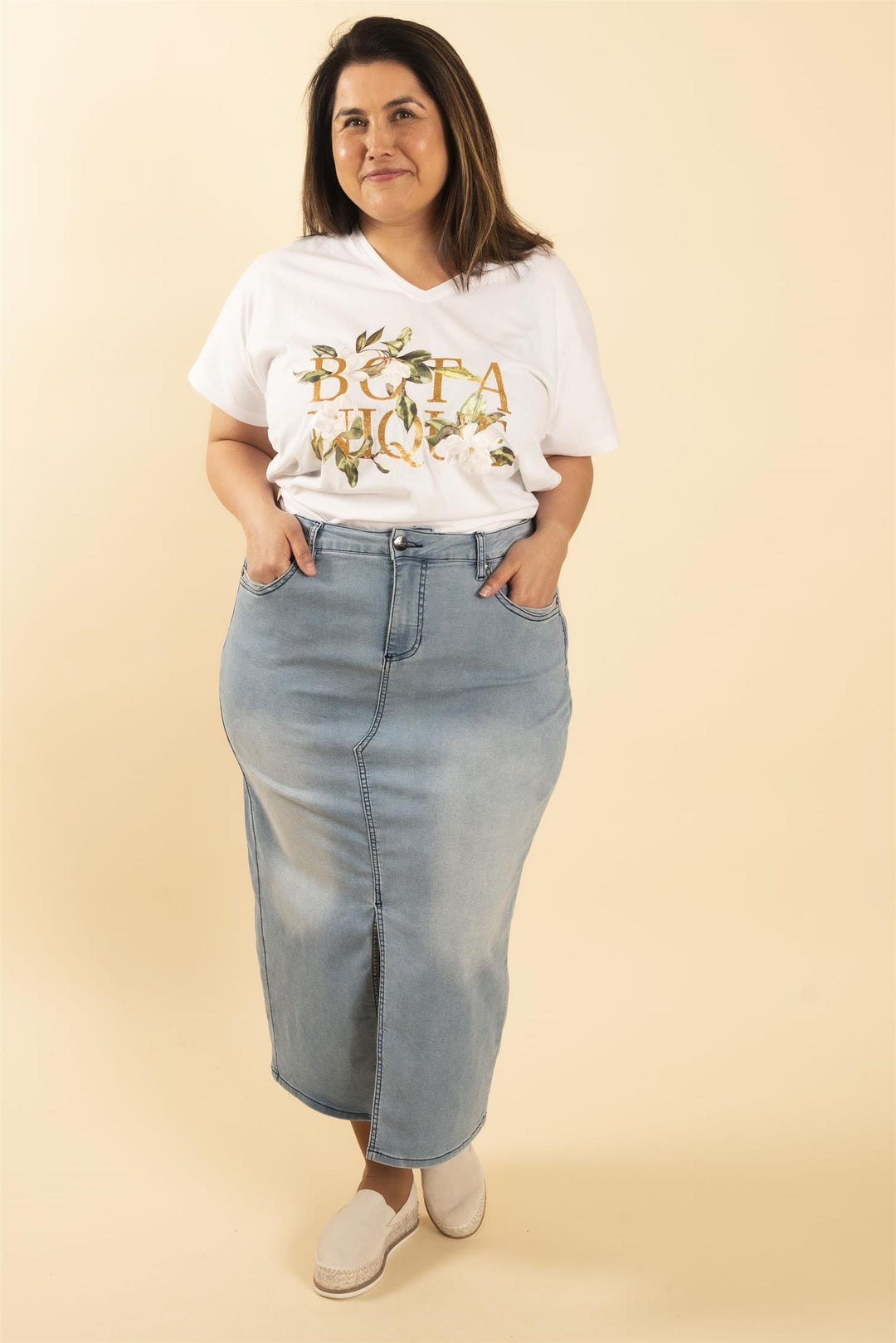 Fay 784 Skirt -  Light Blue Denim