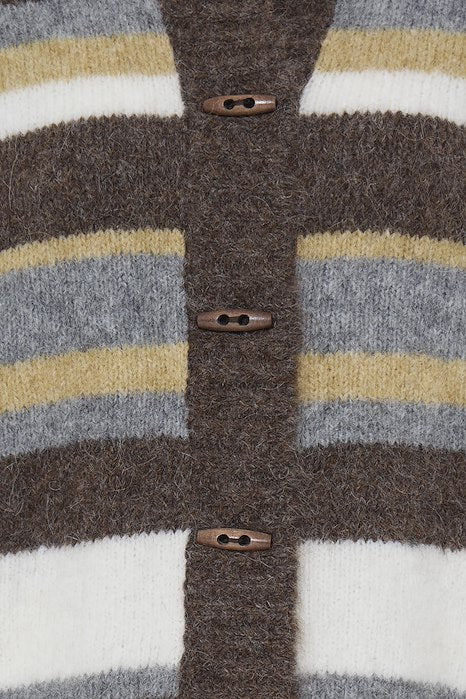 PZGEORGIE CARDIGAN - DARK BROWN WITH STRIPES