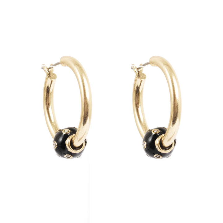 Black Ball Earring - Gold