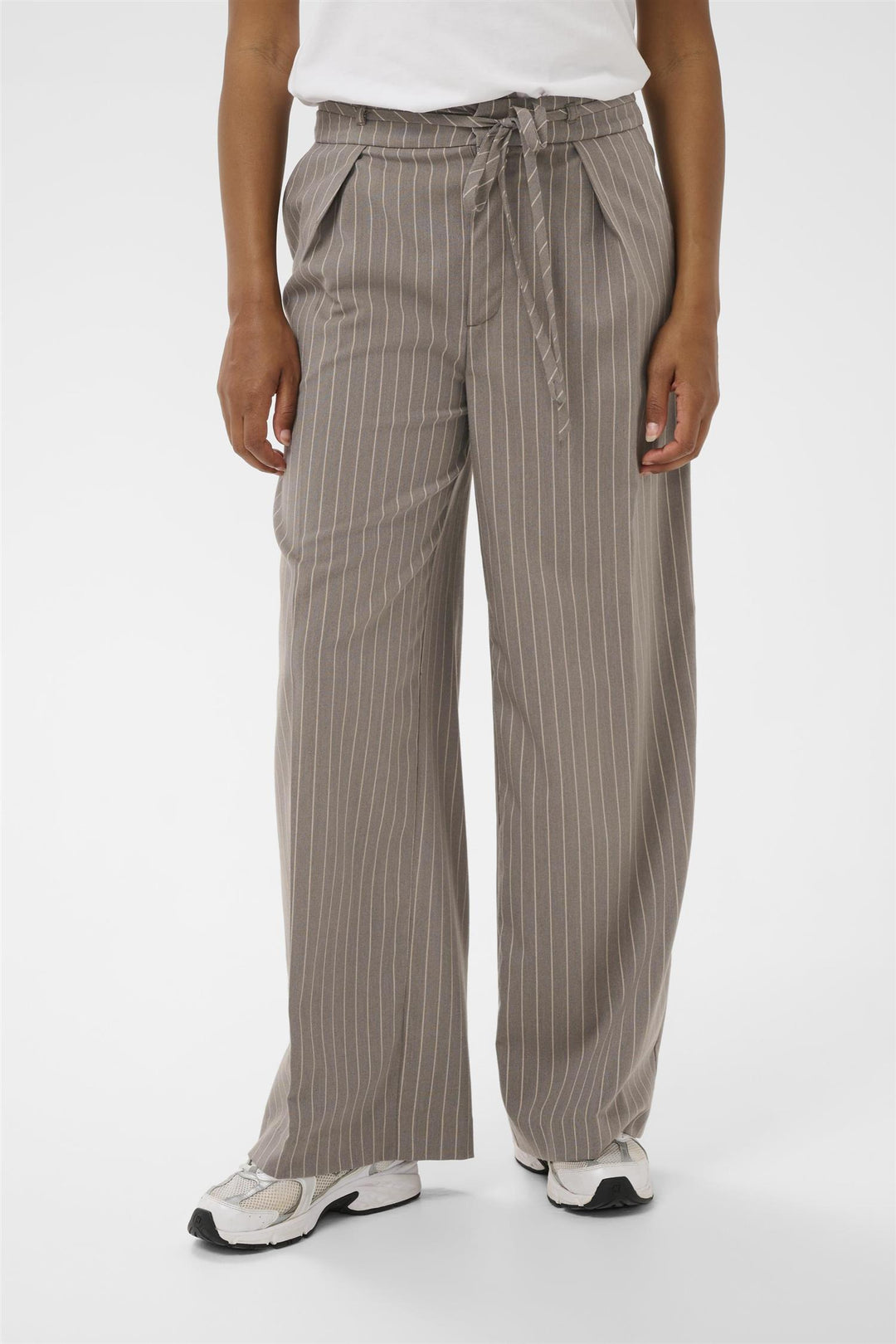 KAmeril Wide Pants - Beige Pinstripe