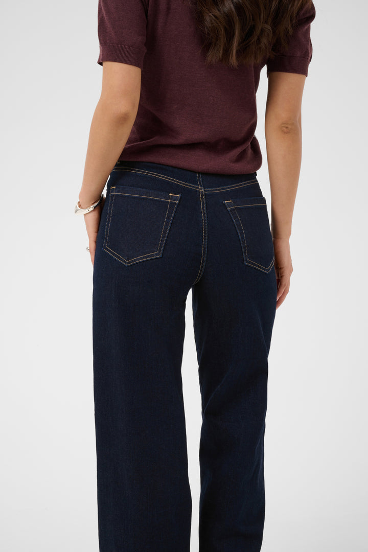 KAmeadow HighWaist Reg Fit Jeans - Dark Blue Unwashed Denim