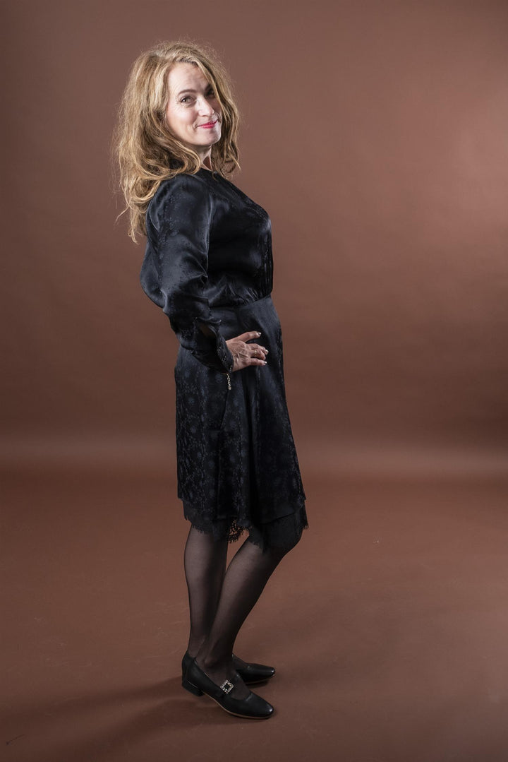 Jacquard Mini Dress - Black