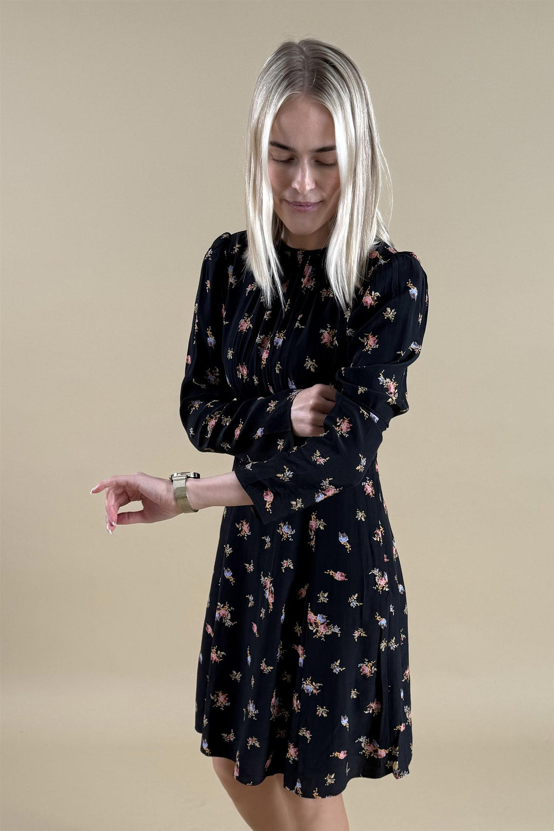 Viscose Mini Dress - Midnight Flowers
