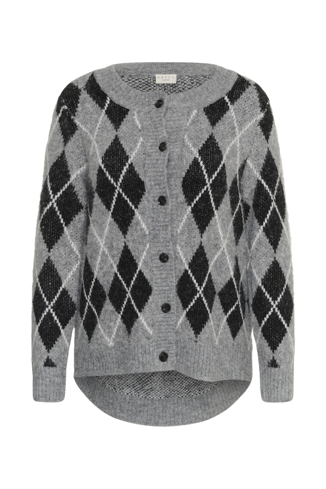 KCsima Cardigan - Black/GM/White Argyle
